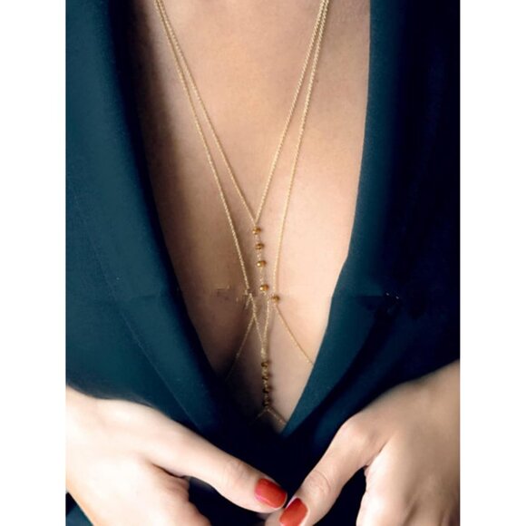 🆕 Women Gold Christmas Body Chain Trendy Stocking Stuffers Layered Waist Beads - Picture 2 of 7